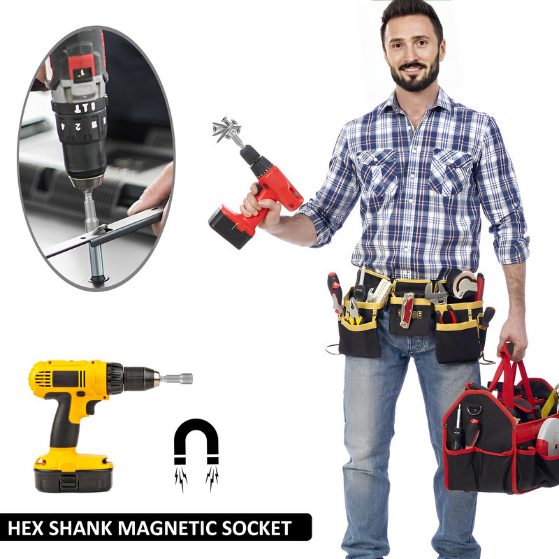 6-19 mm magnetilise pesa adapteri komplekt kiirvahetatava kuuskantpesaga adapteri puuritera komplekt, 10 tk magnetilise kuusnurkse pesa komplekt puurile