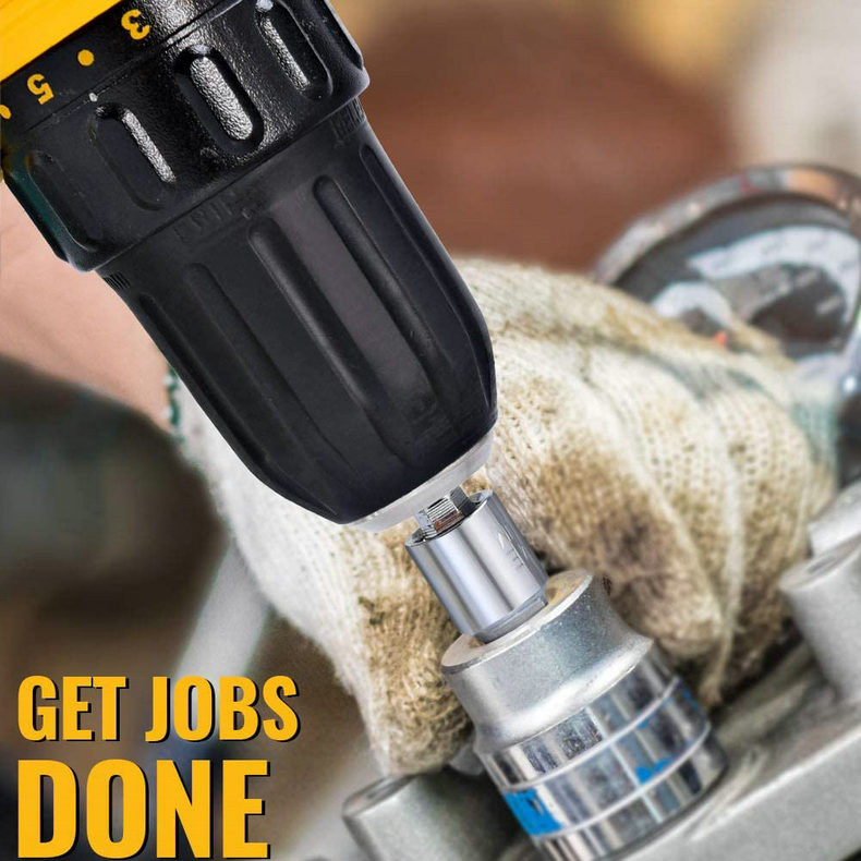 GOWKE 3pcs Electric Drill Socket Adapter for Impact Driver Hex Shenk Square Socket Drill Bits Περιστρεφόμενη προέκταση 1/2" 1/4" 3/8"