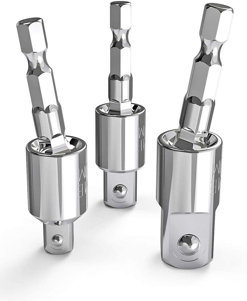 GOWKE 3pcs Electric Drill Socket Adapter for Impact Driver Hex Shenk Square Socket Drill Bits Περιστρεφόμενη προέκταση 1/2" 1/4" 3/8"