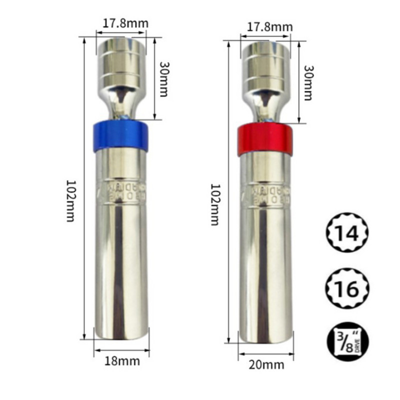 1 tk tuletõkkesuuga pistikupesa mutrivõti 3/8'' ajamid süüteküünla pesa eemaldaja mutrivõti universaalliigendi parandamise eemaldamise tööriist 14/16 mm
