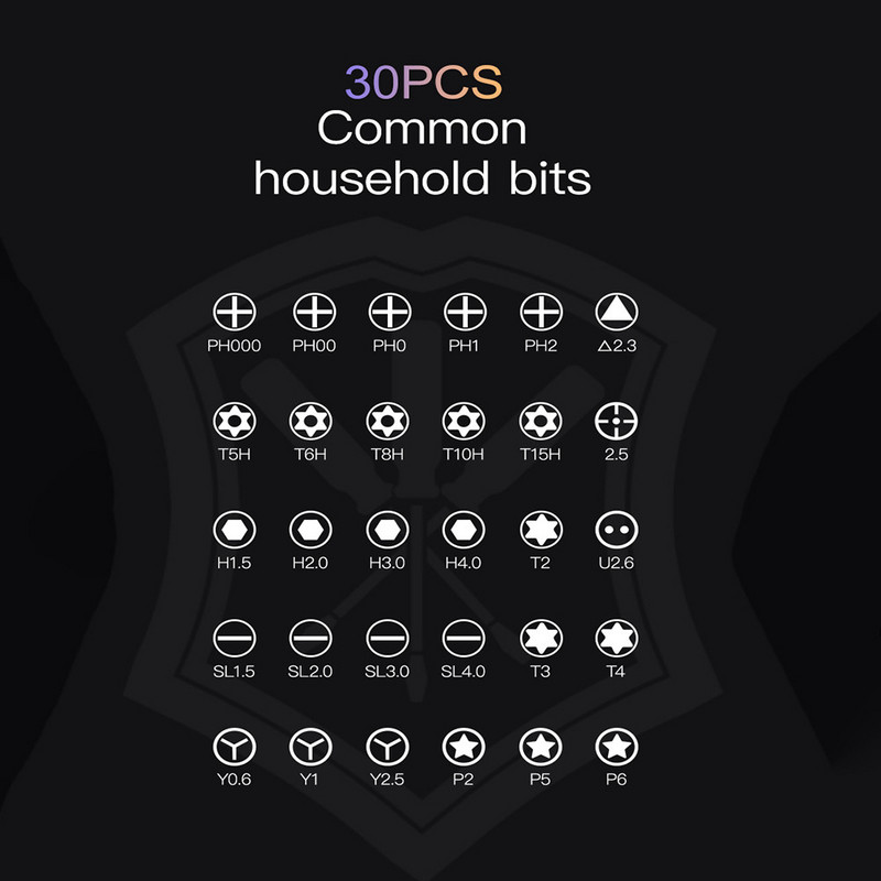 32-ühes multifunktsionaalne täppiskruvikeeraja komplekt Ventilaatori telefonikell Sülearvuti prillide remonditööriistade komplekt Magnetiline kruvikeeraja pea