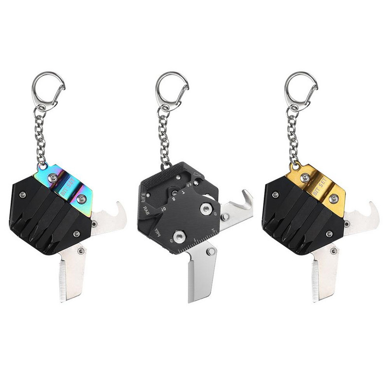 Kültéri EDC csavarhúzó Walkman Tool Multifunkcionális érme alakú összecsukható zsebvágó rozsdamentes acél kulcstartó csavarhúzó