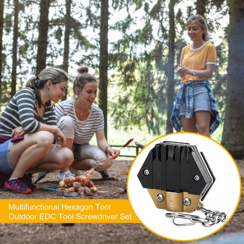 Kültéri EDC csavarhúzó Walkman Tool Multifunkcionális érme alakú összecsukható zsebvágó rozsdamentes acél kulcstartó csavarhúzó