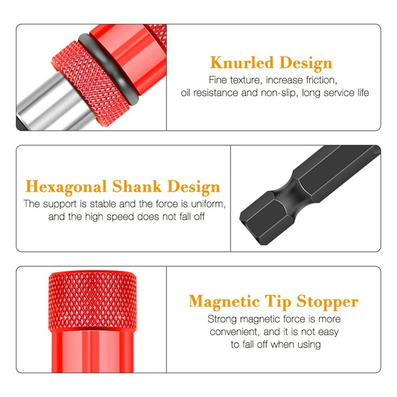 4 τεμάχια ρυθμιζόμενο βάθος βίδας Μαγνητική βάση κατσαβιδιού 1/4 ιντσών Εξαγωνικό πρόγραμμα οδήγησης με 4 τεμάχια PH2 bits 60 mm Quick Holder