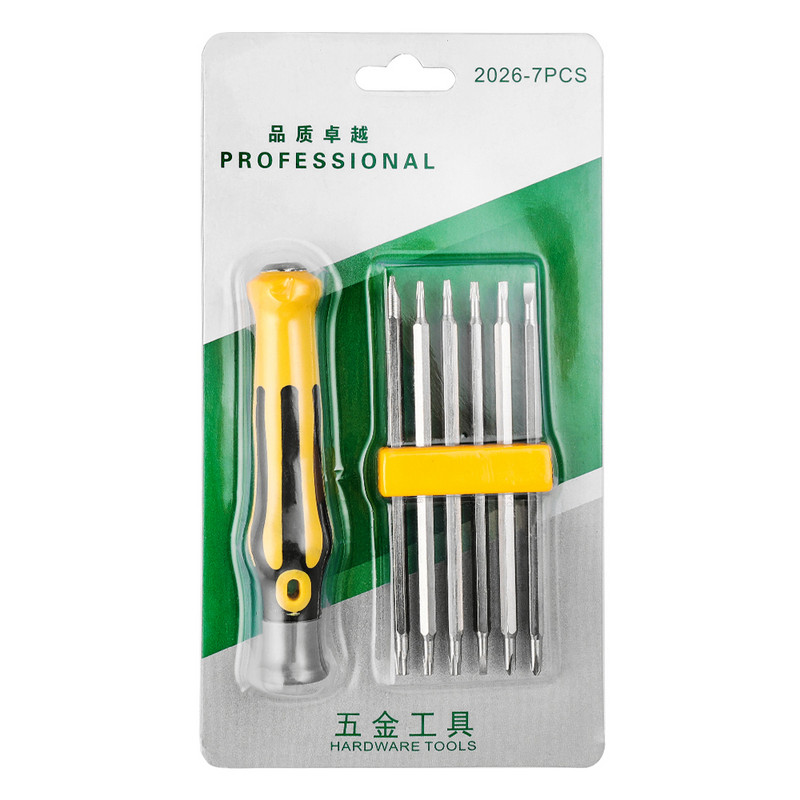 7 db-os csavarhúzó készlet biztonsági szabotázsbiztos mágneses csavarhúzó fúrófej Ötszögletű Torx csavarhúzó bitek lapos fejű kéziszerszámok