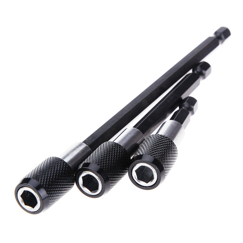 1/4 hüvelykes hatlapú szárú automatikus zár csavarhúzó bit Hosszabbító rúd gyorskioldó mágneses meghosszabbítás adagolófej rúd 60mm 100mm 150mm