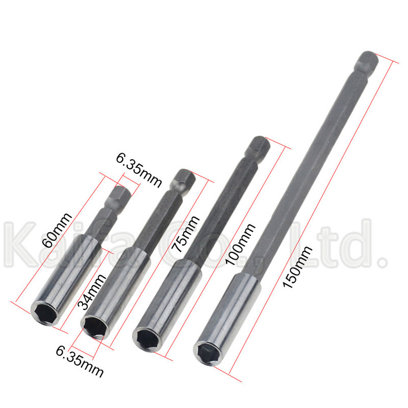 1 ΤΕΜ 60mm 75mm 100mm 150mm 1/4" Εξάγωνο στέλεχος ράβδος μακριά λαβή κατσαβίδι θήκη μύτης γρήγορης αλλαγής προέκταση εργαλείων χειρός