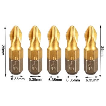 10 бр./компл. 25 мм накрайници за отвертка 1/4 инча с титаниево покритие против хлъзгане, шестоъгълна опашка PH2, електрическа отвертка, накрайници, ръчни инструменти