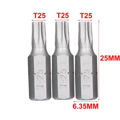 3 db 25 mm-es csavarhúzó bit készlet 1/4 hüvelykes hatlapú CR-V elektromos csavarfúrószár T10-T40,H2-H6,SL4-SL6,PH1-PH3,PZ1-PZ3