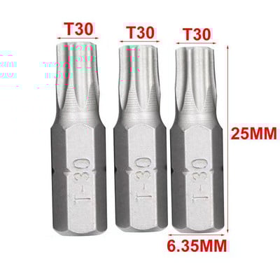 3 db 25 mm-es csavarhúzó bit készlet 1/4 hüvelykes hatlapú CR-V elektromos csavarfúrószár T10-T40,H2-H6,SL4-SL6,PH1-PH3,PZ1-PZ3
