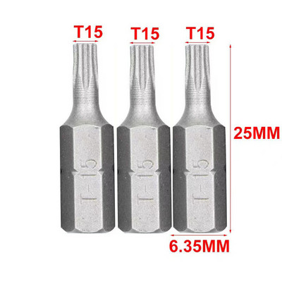 3 db 25 mm-es csavarhúzó bit készlet 1/4 hüvelykes hatlapú CR-V elektromos csavarfúrószár T10-T40,H2-H6,SL4-SL6,PH1-PH3,PZ1-PZ3