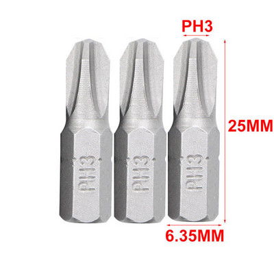 3 db 25 mm-es csavarhúzó bit készlet 1/4 hüvelykes hatlapú CR-V elektromos csavarfúrószár T10-T40,H2-H6,SL4-SL6,PH1-PH3,PZ1-PZ3