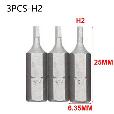 3 db 25 mm-es csavarhúzó bit készlet 1/4 hüvelykes hatlapú CR-V elektromos csavarfúrószár T10-T40,H2-H6,SL4-SL6,PH1-PH3,PZ1-PZ3