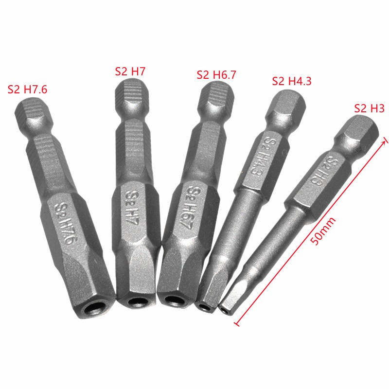 5 buc șurubelniță magnetică pentagon 50mm 1/4 inch tijă hexagonală S2 adaptor priză set de bucăți de șurubelniță pentru găurit electric