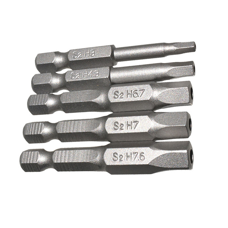 5 buc șurubelniță magnetică pentagon 50mm 1/4 inch tijă hexagonală S2 adaptor priză set de bucăți de șurubelniță pentru găurit electric