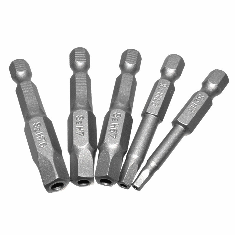 5 buc șurubelniță magnetică pentagon 50mm 1/4 inch tijă hexagonală S2 adaptor priză set de bucăți de șurubelniță pentru găurit electric