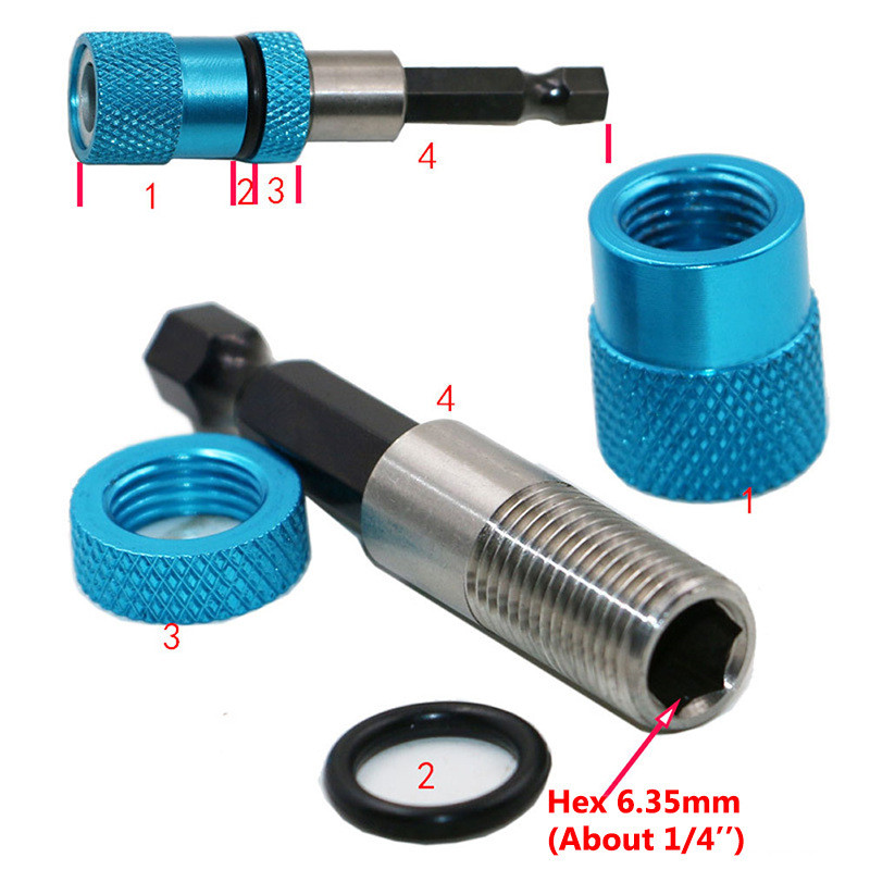 1/4-tolline kuuskantmagnetkruviga puuriots Kiire lukustusotsaku hoidja puur kruvikeeraja tööriistajuhik puuriotsaku pikendusvarda puidutööriistad