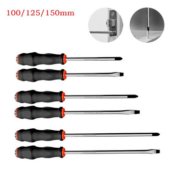 1 Pc Slotted Cross Screwdriver 100/125/150mm Magnetic 6mm Tip Hammerable Multi-function for Repairing Hand Manual Tools