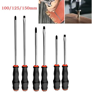 1 Pc Slotted Cross Screwdriver 100/125/150mm Magnetic 6mm Tip Hammerable Multi-function for Repairing Hand Manual Tools