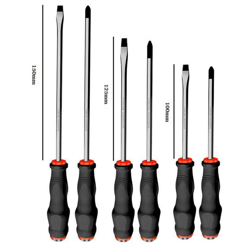 1 db hornyos kereszt csavarhúzó 100/125/150 mm-es mágneses 6 mm-es hegyű kalapálható többfunkciós kézi kézi szerszámok javításához