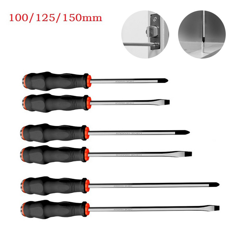 1 db hornyos kereszt csavarhúzó 100/125/150 mm-es mágneses 6 mm-es hegyű kalapálható többfunkciós kézi kézi szerszámok javításához