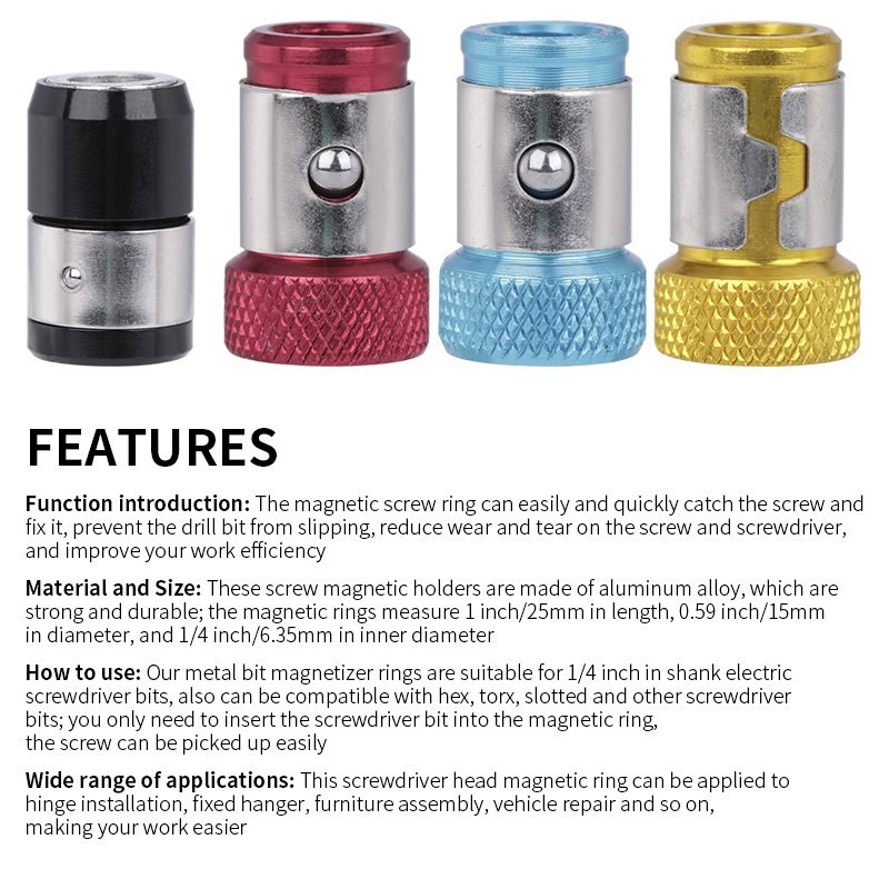 CMCP magnētiskā uzgaļa turētāja sakausējuma elektriskā magnētiskā gredzena skrūvgrieža uzgaļa pretkorozijas spēcīgs magnetizators urbjmašīnas magnētiskajam uzgalim