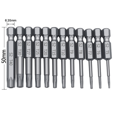 11 bucăți șurubelnițe hexagonale de 1/4 ", set de burghie magnetice, șurubelniță Torx, cu cap plat, F1FC, accesoriu pentru set de instrumente de mână