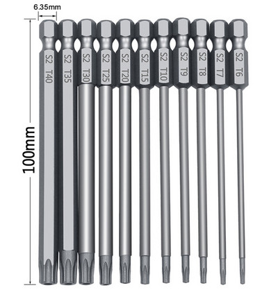 11 bucăți șurubelnițe hexagonale de 1/4 ", set de burghie magnetice, șurubelniță Torx, cu cap plat, F1FC, accesoriu pentru set de instrumente de mână