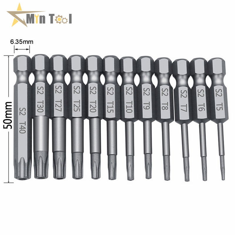 11 bucăți șurubelnițe hexagonale de 1/4 ", set de burghie magnetice, șurubelniță Torx, cu cap plat, F1FC, accesoriu pentru set de instrumente de mână