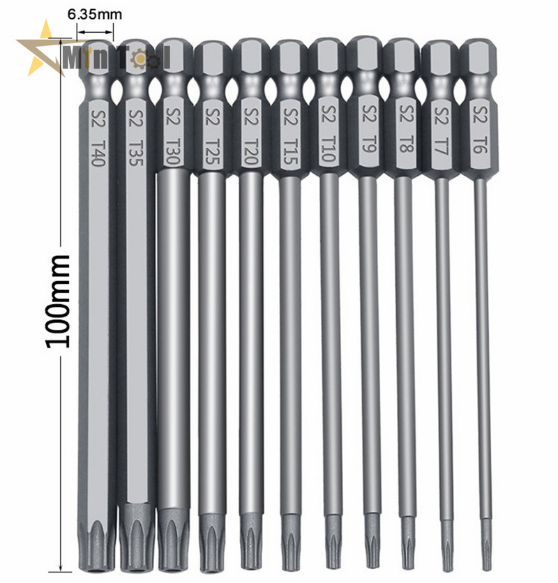 11 bucăți șurubelnițe hexagonale de 1/4 ", set de burghie magnetice, șurubelniță Torx, cu cap plat, F1FC, accesoriu pentru set de instrumente de mână