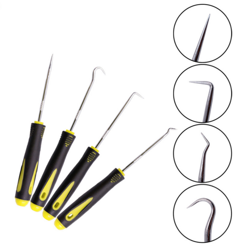 4 db hosszú csákány és horog készlet tömítés lehúzó csákány szerszámok autós autó olajtömítés O-gyűrű tömítés eltávolításához