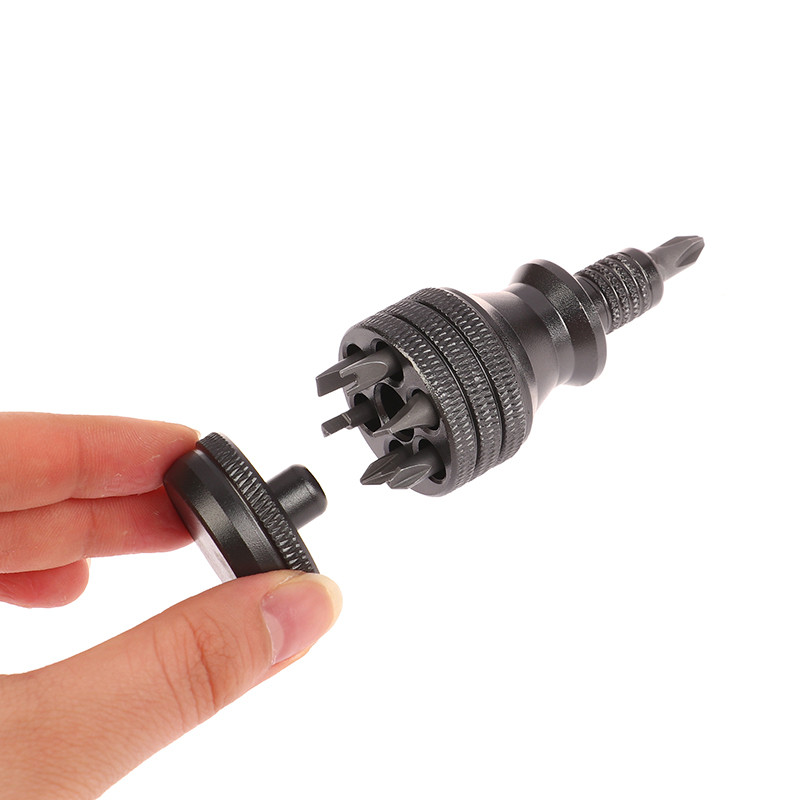 Mini șurubelniță Șurubelniță din titan Șurubelniță magnetică de 1/4 inch 7 în 1 S2 Burghiu din oțel aliat EDC Instrumente de reparație la domiciliu