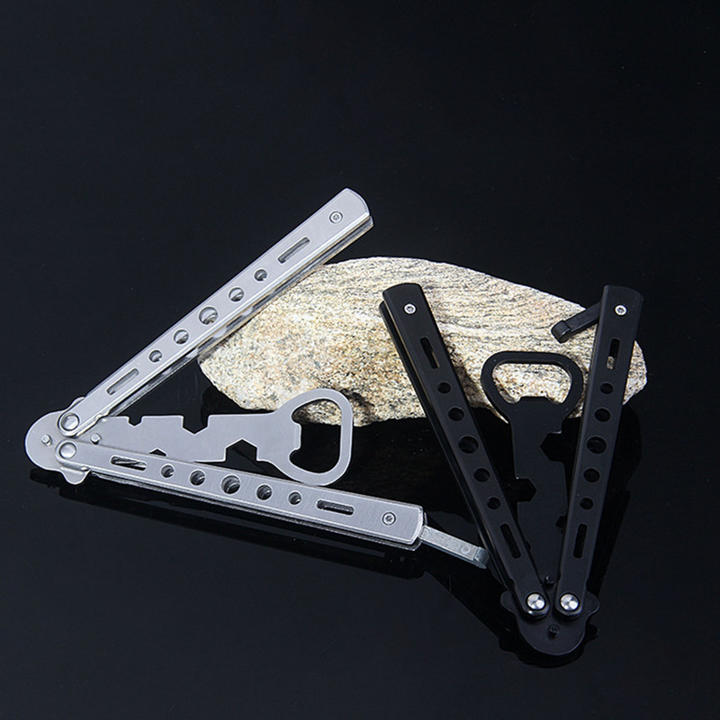 Tauriņu nazis iesācēju trenažieris, transformējams, neass Balisong kabatas trenažieris, salokāms tauriņu pudeļu attaisāmais rokas rīks spēlei