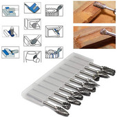 10 бр./комплект метални карбидни въртящи се комплекти 1/8" дръжка 1/4" дължина на главата волфрамова стомана за дървообработване пробиване полиране на метал