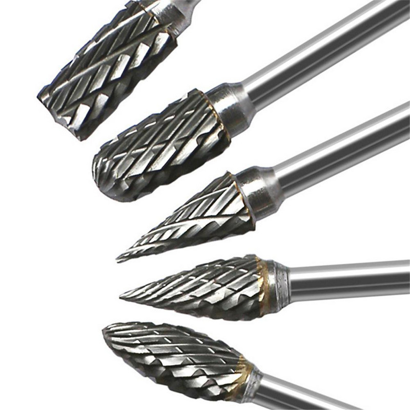 10 buc/set seturi de bavure rotative din carbură de metal 1/8" mâner 1/4" lungime cap oțel tungsten pentru prelucrarea lemnului găurire lustruirea metalelor