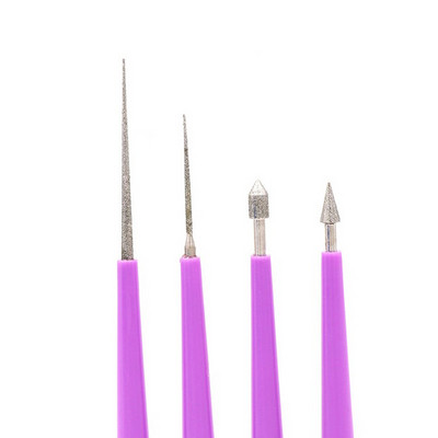 4 bucăți/set Seturi de pile cu ace de diamant Instrumente de mărire a găurii de mărgele Mărgele de sticlă din perle cu diamante Alezoare de fișiere cu vârf Instrumente de bijuterii