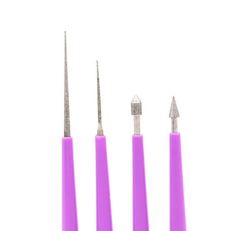4 bucăți/set Seturi de pile cu ace de diamant Instrumente de mărire a găurii de mărgele Mărgele de sticlă din perle cu diamante Alezoare de fișiere cu vârf Instrumente de bijuterii