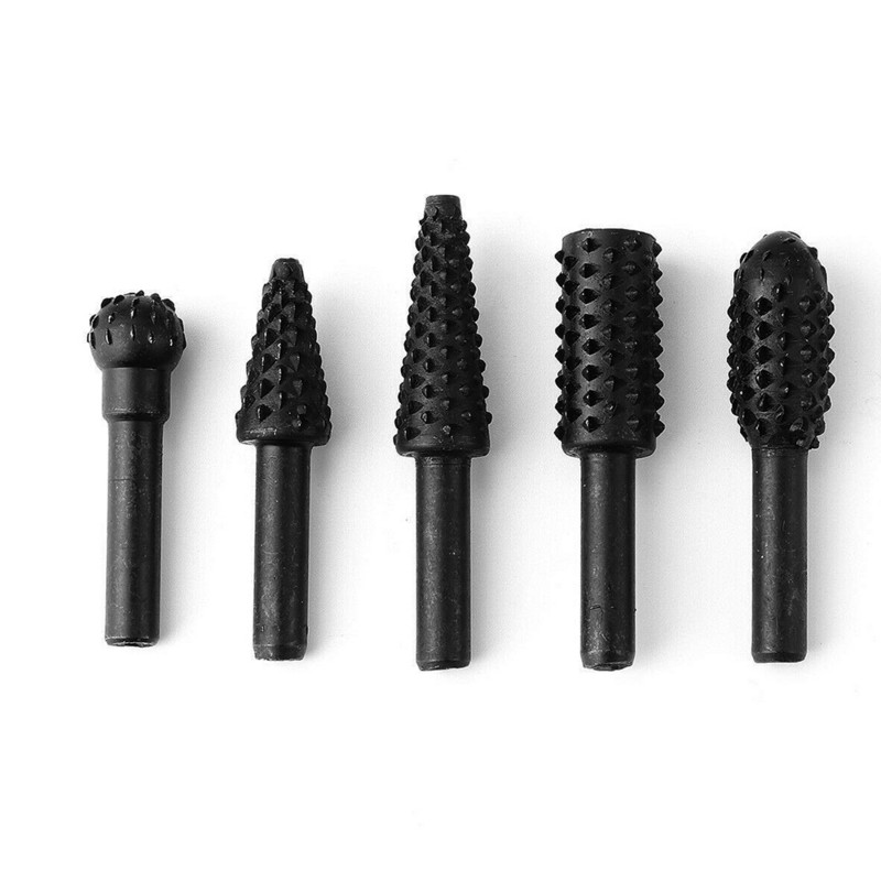 5 τμχ Τρυπάνι με περιστροφική λίμα Rasp Ατσάλινο στρογγυλό στέλεχος Ηλεκτρική κεφαλή λείανσης Ξυλογλυπτική Ξυλογλυπτική Τεχνική Ράπα Εργαλεία χειρός ξυλουργικής