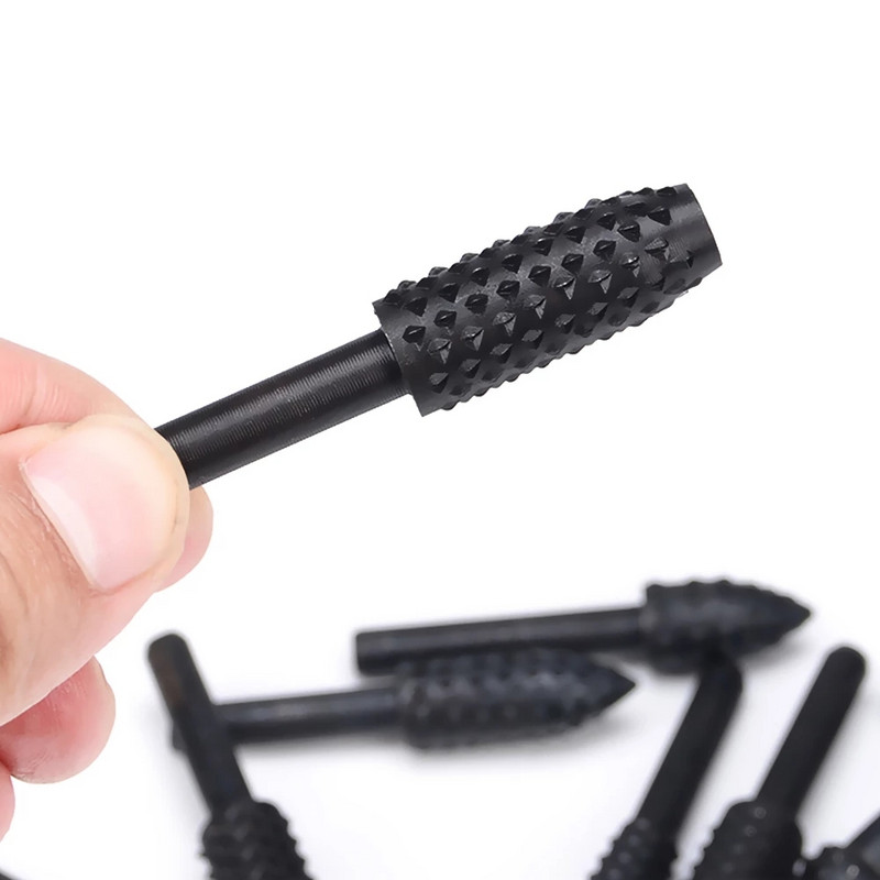 5 τμχ Τρυπάνι με περιστροφική λίμα Rasp Ατσάλινο στρογγυλό στέλεχος Ηλεκτρική κεφαλή λείανσης Ξυλογλυπτική Ξυλογλυπτική Τεχνική Ράπα Εργαλεία χειρός ξυλουργικής