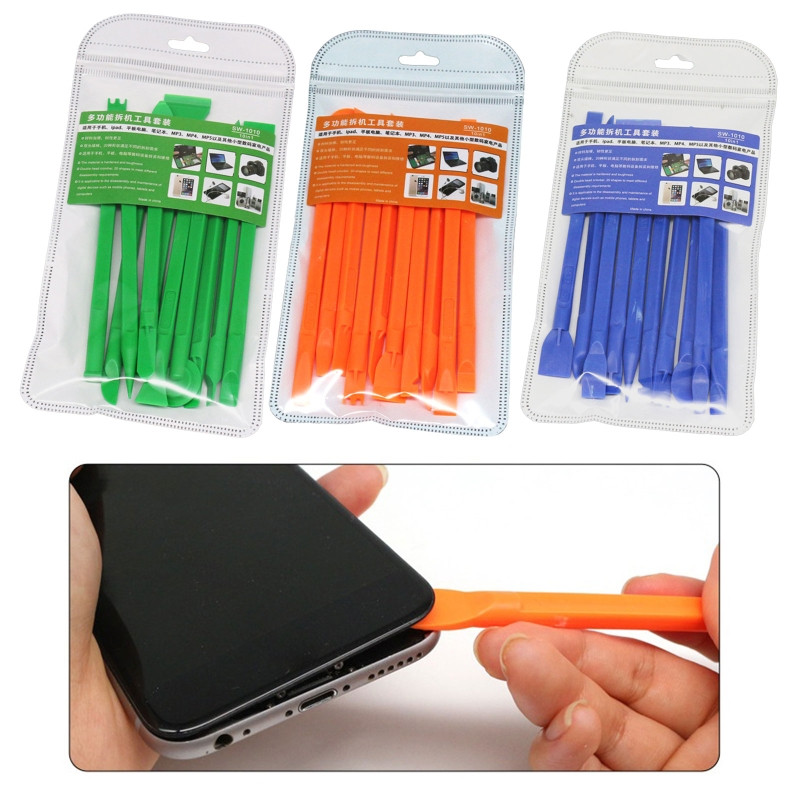 E5BE 10 db/Szett kettős fejű műanyag feszítővas csúszásmentes fogantyúval szétszerelő Spudger nyitóeszköz telefon számítógép javításhoz