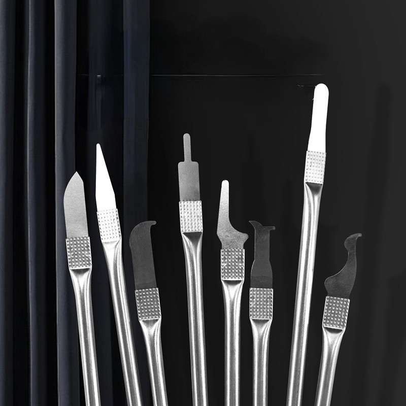 IC mikroshēmu remonts plāna asmens CPU šķeldojošs nazis lauzņu komplekts mātesplates mikroshēmu remontam izturīgs griešanas nazis, noņemt līmes lāpstas asmeni