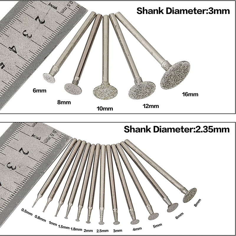 17 kom. Dijamantna svrdla za rezbarenje kamena Rotirajući alati za poliranje 2,35 3 mm Drška T oblika Rotacijska turpija za rezbarenje Graviranje Brušenje