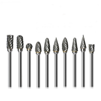 3mm Shank Drawing Tungsten Carbide Milling Cutter Rotary Tool Burr Double Diamond Cut Rotary Dremel Metal Wood Electric Grinding