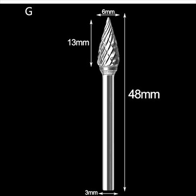 3 mm koto brėžinys volframo karbido frezavimo pjoviklis Rotary Tool Burr dvigubo deimantinio pjovimo rotacinis Dremel metalo medžio elektrinis šlifavimas