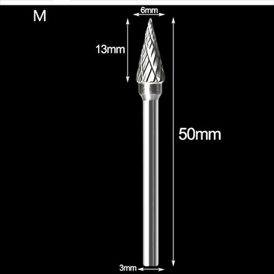 3 mm koto brėžinys volframo karbido frezavimo pjoviklis Rotary Tool Burr dvigubo deimantinio pjovimo rotacinis Dremel metalo medžio elektrinis šlifavimas