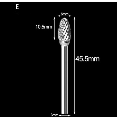3 mm koto brėžinys volframo karbido frezavimo pjoviklis Rotary Tool Burr dvigubo deimantinio pjovimo rotacinis Dremel metalo medžio elektrinis šlifavimas