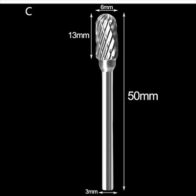3 mm koto brėžinys volframo karbido frezavimo pjoviklis Rotary Tool Burr dvigubo deimantinio pjovimo rotacinis Dremel metalo medžio elektrinis šlifavimas