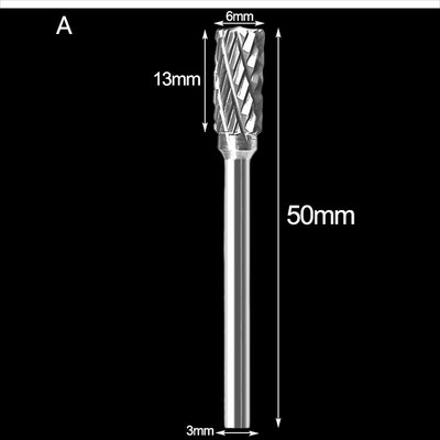 3 mm koto brėžinys volframo karbido frezavimo pjoviklis Rotary Tool Burr dvigubo deimantinio pjovimo rotacinis Dremel metalo medžio elektrinis šlifavimas