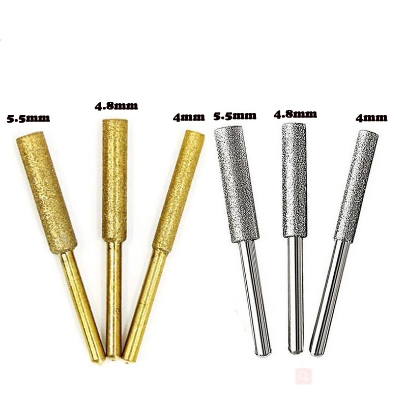4,0 / 4,8 / 5,5 MM grandininio pjūklo antgaliai titanu dengtos deimantinės šlifavimo galvutės galandiklis švitrinio pjūklo grandinės didelio kietumo elektrinė dildė