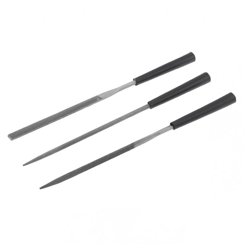 Mini reszelő 3 db 140 mm-es lapos, kerek háromszög alakú mini vágóreszelő készlet műanyag fához Play Fém és egyéb anyagok csiszolószerszámai